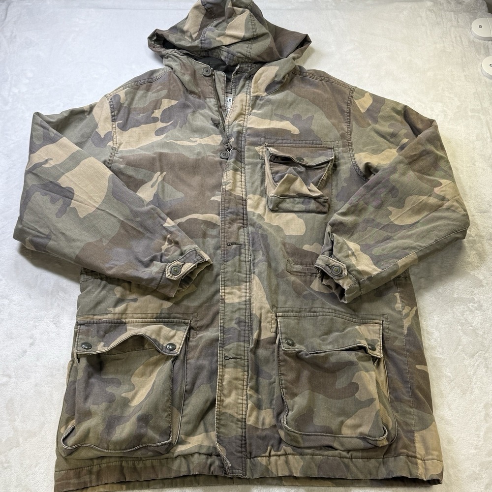 Vintage Y2K Old Navy Camo Hooded Field Jacket Military Utility Coat L